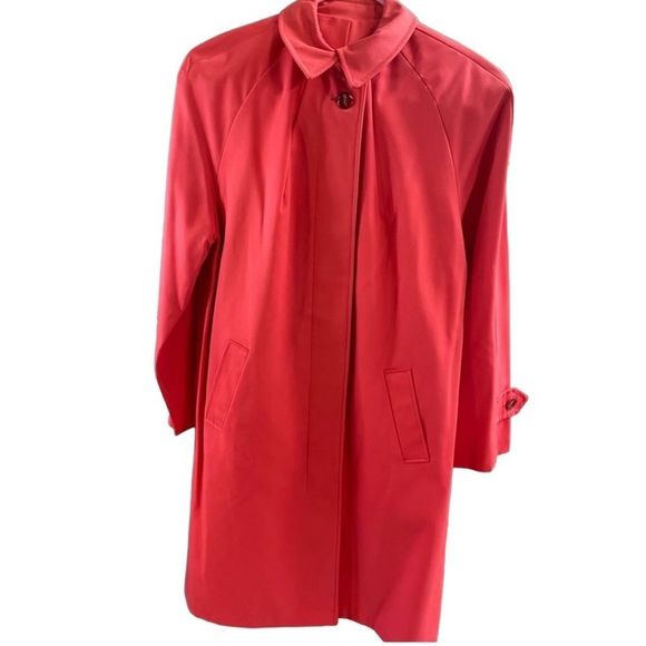 Wamsutta Jackets & Blazers - Wamsutta Ladies Red Trench Coat , Size L, Vintage